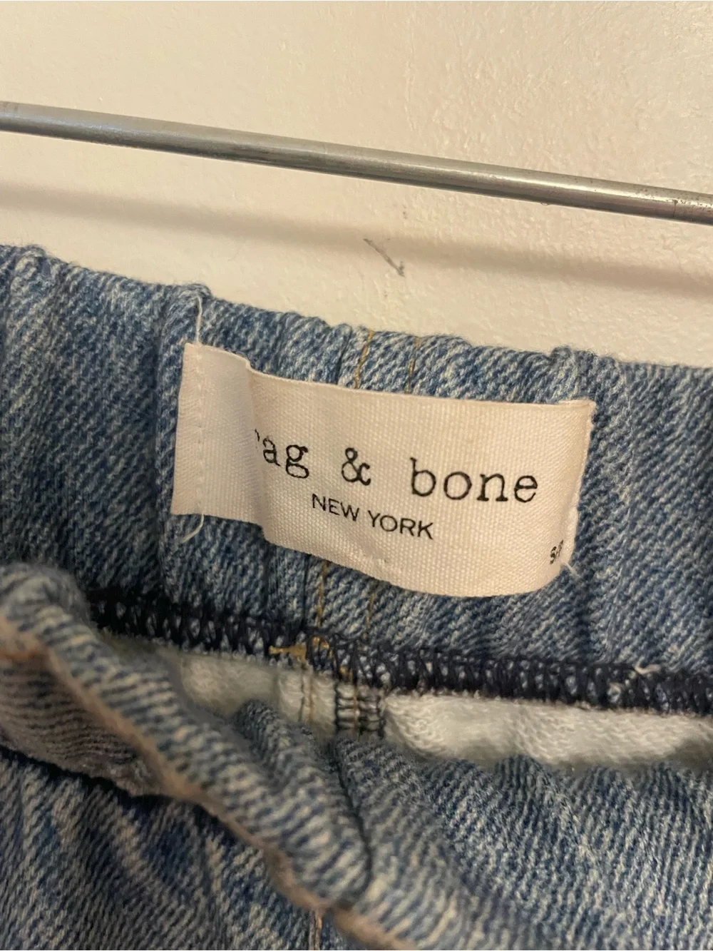 rag & bone rb Miramar Light Blue Relaxed Denim Print Joggers Cotton Terry Sz:S